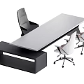 Modern Office Desk With Light Colored Top Black Storage Cabinet And Office Chairs