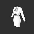 White Long Sleeve Dress With Front Cutout Design And Fitted Silhouette