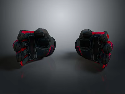 Black and Red Protective Gloves with Durable Design for Daily Activities 3d model