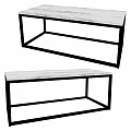 Modern Benches Featuring White Marble Tops And Black Metal Frames Design 3d model