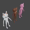 Game Movie Cartoon Animal Characters With White Rabbit Brown Bear Pink Cat 3D Design