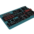 Functional Desk With Teal And Black Control Panel Featuring Buttons Gauges Knobs And Indicators 3d model