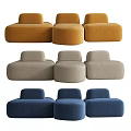 Modern Three Piece Irregular Shaped Sofa Set in Yellow Gray Blue Colors 3d model