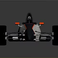 Sleek Single Seat Race Car With Aerodynamic Design Black White Body And Orange Accents