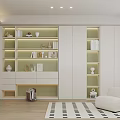Modern Study Desk Bookshelf Bookcase Single Chair Computer Combination 3d model