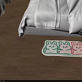 Cute Three Rabbit Shaped Decorative Carpet with Green Red Patterns for Bedroom Floor 3d model