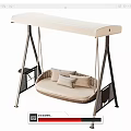Outdoor Hanging Chair with Canopy Rattan Seat Metal Frame and Soft Cushions