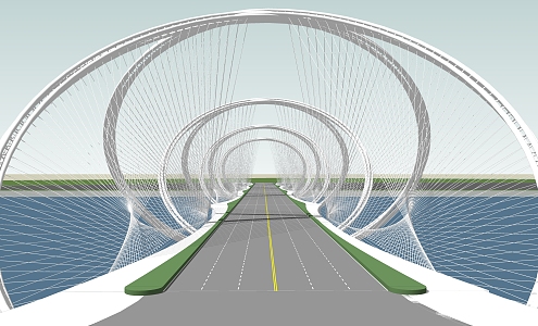 Modern Bridge Landscape Bridge Special-shaped Landscape Bridge Network Red Bridge 3d model