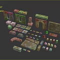 Scenic Historical Landscape Featuring Ancient Stone Architectural Components Arches Blocks And Brick Carvings