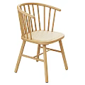 Wooden Leisure Chairs With Woven Seat And Vertical Backrest For Indoor Home Use