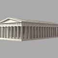 Classical European Architecture With Long Colonnade Triangular Pediment And Marble Finish