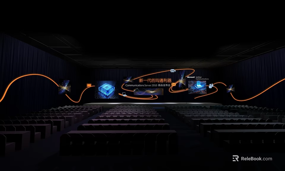 New Generation Smart Projector In Modern Auditorium With Seats Large Screen And Lighting Effects 3d model