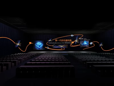 New Generation Smart Projector In Modern Auditorium With Seats Large Screen And Lighting Effects 3d model