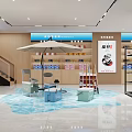 Modern Shop Front Desk Interior With Shelves Products Chairs And Windows