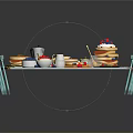 Delicious Pancakes with Berries Maple Syrup on Breakfast Table with Coffee Pot and Fruits