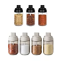 Transparent Glass Spice Jars with Black and White Lids for Kitchen Seasoning Storage