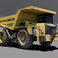 Two Yellow Heavy Duty Dump Trucks Road And Mining Types With Large Tires