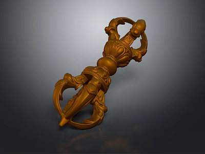 Intricate Golden Artifact Model With Detailed Plant Inspired Patterns And Ornate Design 3d model