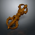 Intricate Golden Artifact Model With Detailed Plant Inspired Patterns And Ornate Design