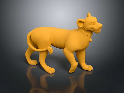 Decorative Yellow Cartoon Lion 3D Model With Standing Pose And Smooth Surface 3d model