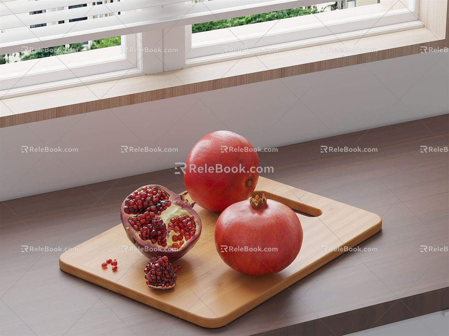 modern pomegranate chopping board chopping board fruit 3d model