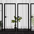 Modern Glass Doors With Black Frame And Grid Design For Interior Decor 3d model