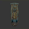Blue Rusted Vintage Boat Model With Metal Structure And Details