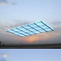 Transparent Grid Design Ceiling Light Illuminating Open Space Under Sunset Sky 3d model