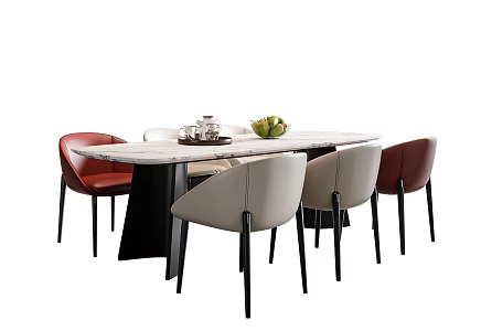 Modern Dining Table and Chair 3d model
