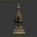Intricate Bronze Phoenix Sculpture With Decorative Base And Small Tray