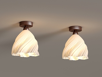 French creative cream wind ceiling lamp 3d model