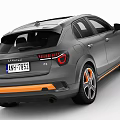 Gray Modern Crossover SUV With Orange Accent Wheels Sleek Body And Stylish Front Fascia
