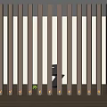 Modern Room Partition with Vertical Wooden Slats and LED Lighting Design
