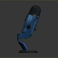 Professional Blue Microphone with Spiral Stand and Black Mesh Design