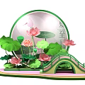 Summer Solstice Themed Photo Spot With Lotus Flowers Leaves And Small Bridge