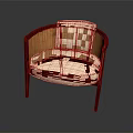 Modern Wicker Accent Chair With White Cushion And Wooden Legs Design