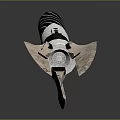Modern Silver And Black Weapon With Forked Blades And Striped Handle Design 3d model