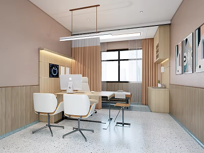 Modern Hospital Outpatient Clinic Interior With Reception Desk Patient Seats And Medical Consultation Area 3d model