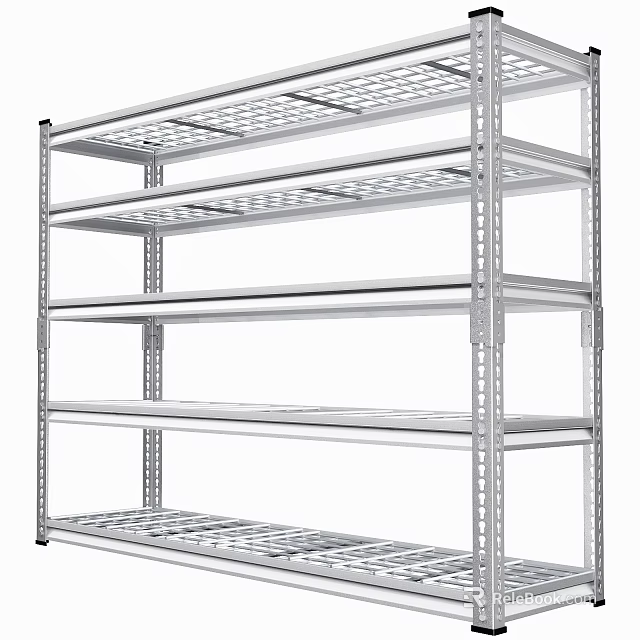 Heavy Duty Metal Wire Mesh Shelving Unit With Multiple Tiers For Efficient Storage Solution 3d model 