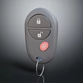 Gray Car Remote Control With Lock Unlock Buttons And Red Emergency Key Ring 3d model
