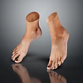 Realistic Human Feet Showing Skin Hair Texture And Toenail Polish Details