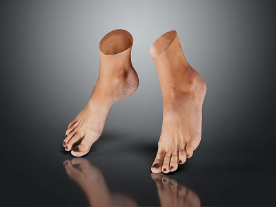 Realistic Human Feet Showing Skin Hair Texture And Toenail Polish Details 3d model