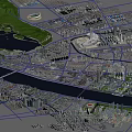 Birds Eye View Urban Planning With River Road Network And Green Spaces