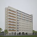 Modern Multi Story School Building With Green Lawn Trees And Blue Sky