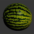Fresh Ripe Watermelon With Green And Yellow Stripes On Smooth Surface