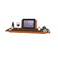 Decorative Ornament Set with Wooden Tray Tablet Holder Wine Glass Bottle Candle and Rolled Towel