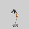 Silver Adjustable Arm Desk Lamp With Colorful Small Decorations On Grey Background 3d model