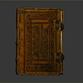 Intricate Carved Antique Book Cover With Leather Material And Metal Clasps
