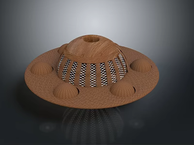 Adventurer Character Biomechanical Device With Wooden Circular Top Hemispherical Protrusions And Grid Structure 3d model