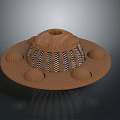 Adventurer Character Biomechanical Device With Wooden Circular Top Hemispherical Protrusions And Grid Structure